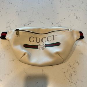 Authentic Gucci Belt Bag in soft pebbled white leather
